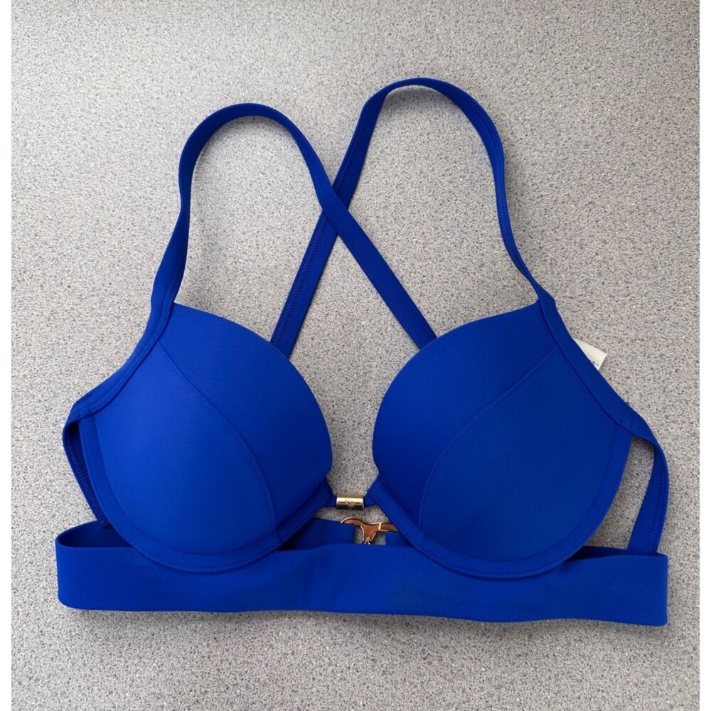 Abercrombie Swim Top Women 34C Blue Cross Back